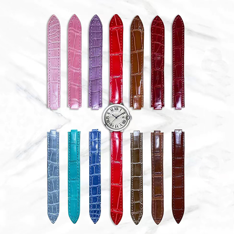 Top Genuine Alligator Watch Strap For Cartier BALLON BLEU TANK PASHA RONDE MUST Watches Aftermarket Watch Parts Replacements