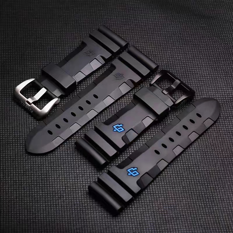 Top Rubber Watch Strap For Panerai Watches PAM111/441/1209, 24/26mm Aftermarket Watch Parts 