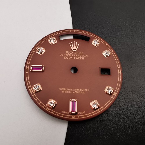 Coffee Color Watch Dial For Rolex Day-Date 118235 Cal.3155 Aftermarket Watch Parts 