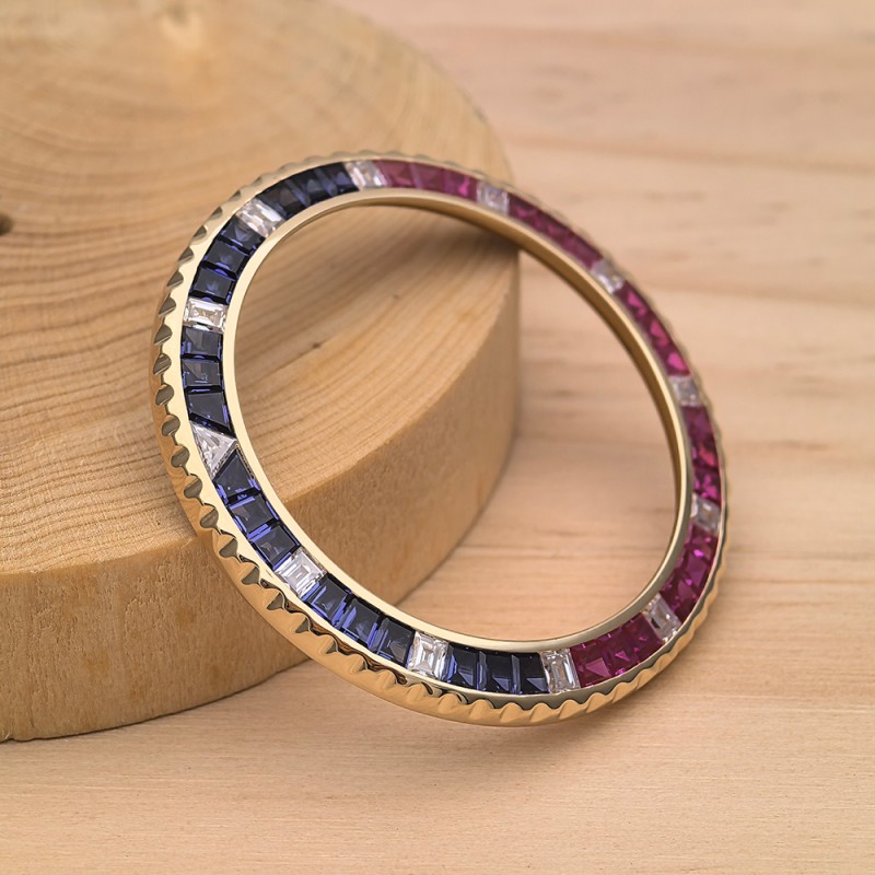 18K Solid Gold Watch Bezel With Diamonds Setting For Rolex GMT Master 116718 Pepsi Aftermarket Watch Parts 18K Solid Gold Watch Bezel With Diamonds Setting For Rolex GMT Master 116718 Pepsi Aftermarket Watch Parts