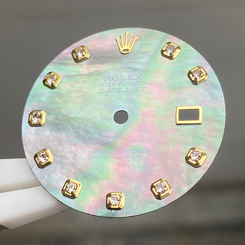 Black Mother of Pearl Watch Dial For 36mm Rolex Datejust Cal.3135 Movement Aftermarket Watch Parts