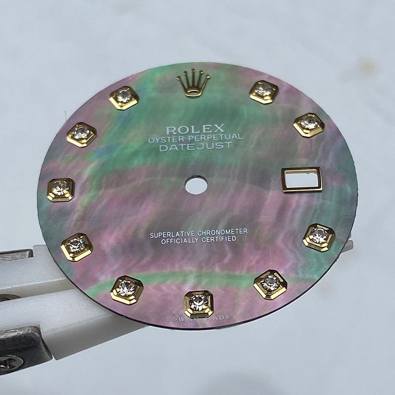 Black Mother of Pearl Watch Dial For 36mm Rolex Datejust Cal.3135 Movement Aftermarket Watch Parts