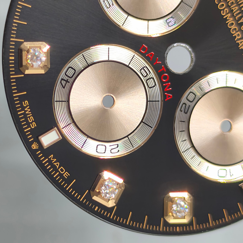 Rose Gold Index Watch Dial For Rolex Daytona 126515 Cal.4131 Movement Aftermarket Watch Parts 