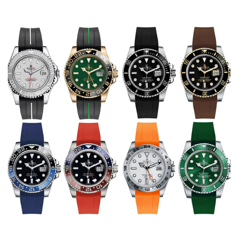 Rubber Watch Strap For Rolex Submariner Daytona GMT Yacht Master Watches Aftermarket Watch Parts Replacements