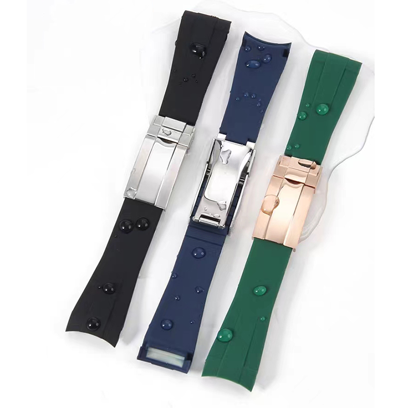 Rubber Watch Strap For Rolex Submariner Daytona GMT Yacht Master Watches Aftermarket Watch Parts Replacements