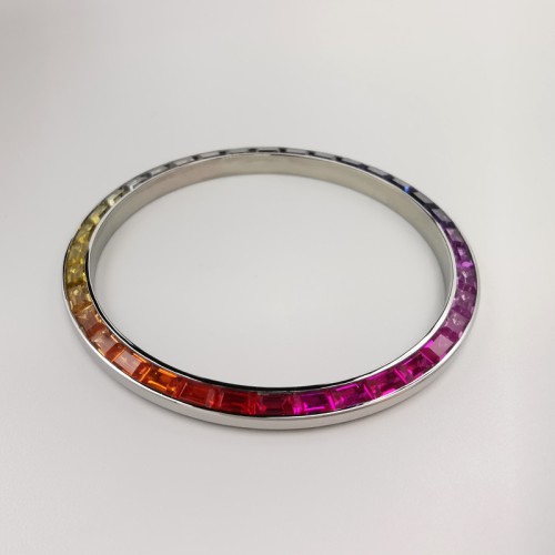 Customs Colorful Rainbow Watch Bezel For Rolex Datejust 41mm, 36mm Refitting Watch Parts 