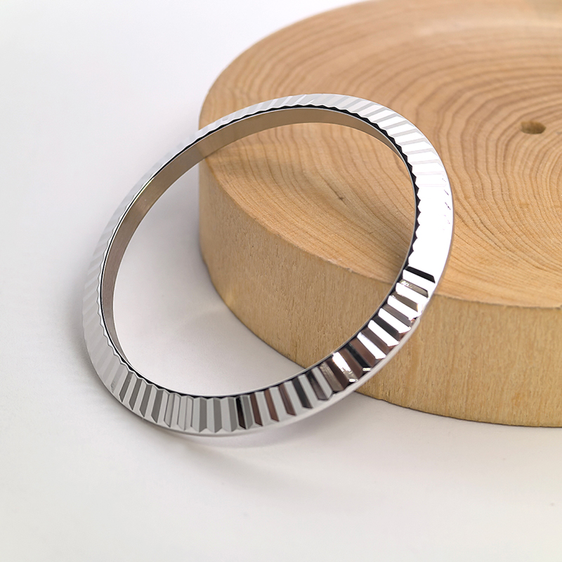 904L Fluted Watch Bezel White Gold Plated For 41mm Rolex Datejust 126300, 126334 Aftermarket Watch Parts