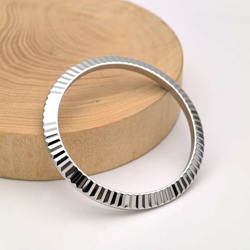 904L Fluted Watch Bezel White Gold Plated For 41mm Rolex Datejust 126300, 126334 Aftermarket Watch Parts