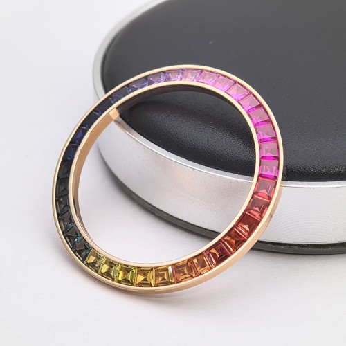 Rose Gold Plated Rainbow Watch Bezel With Diamonds Setting For Rolex Daytona 116595 RBOW Watch Remould Watch Parts 