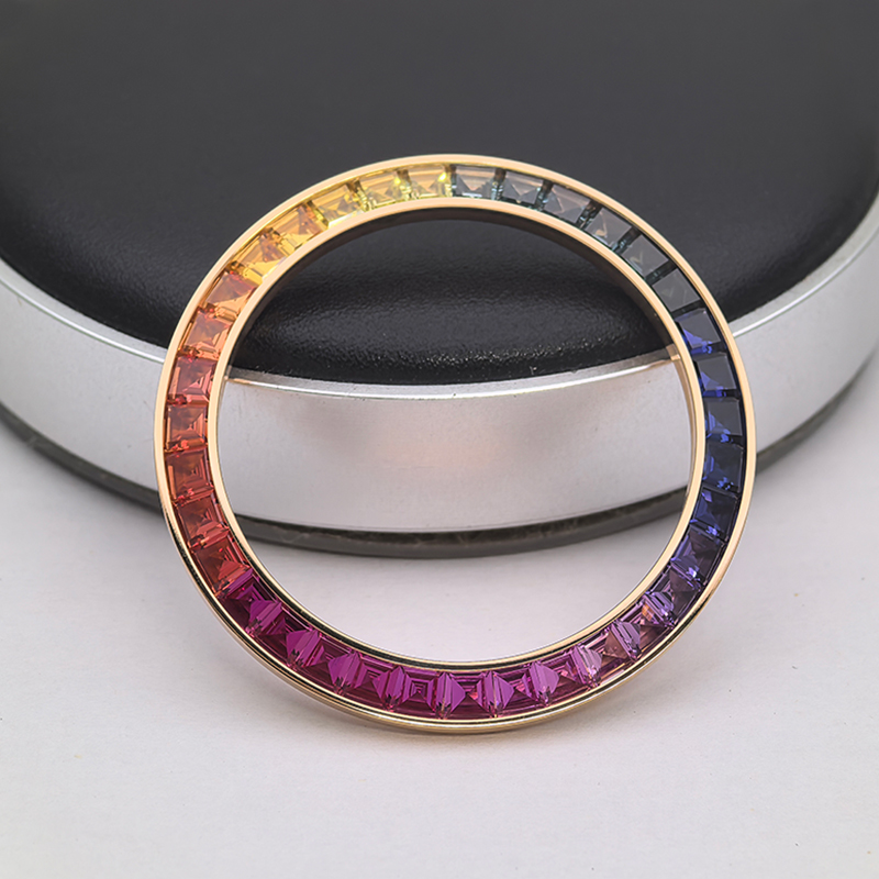 Rose Gold Plated Rainbow Watch Bezel With Diamonds Setting For Rolex Daytona 116595 RBOW Watch Remould Watch Parts 