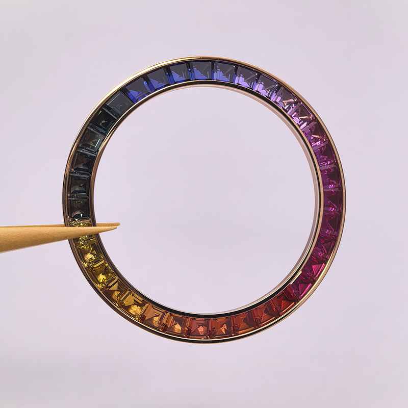 Rose Gold Plated Rainbow Watch Bezel With Diamonds Setting For Rolex Daytona 116595 RBOW Watch Remould Watch Parts 