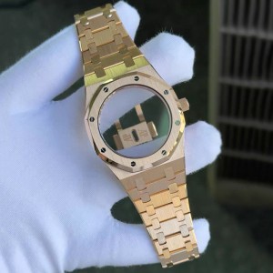 CNC Customized 18K Solid Rose Gold Watch Case and Bracelet For AP 15202or Fit Cal.2121 Movement Luxury Watch Parts