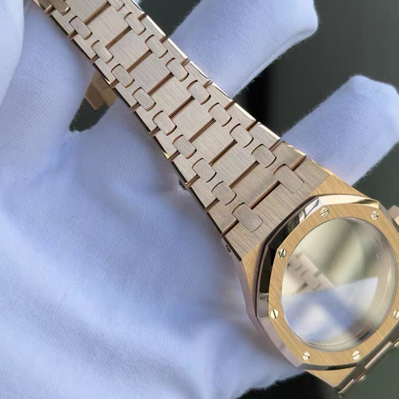 CNC Customized 18K Solid Rose Gold Watch Case and Bracelet For AP 15202or Fit Cal.2121 Movement Luxury Watch Parts CNC Customized 18K Solid Rose Gold Watch Case and Bracelet For AP 15202or Fit Cal.2121 Movement Luxury Watch Parts