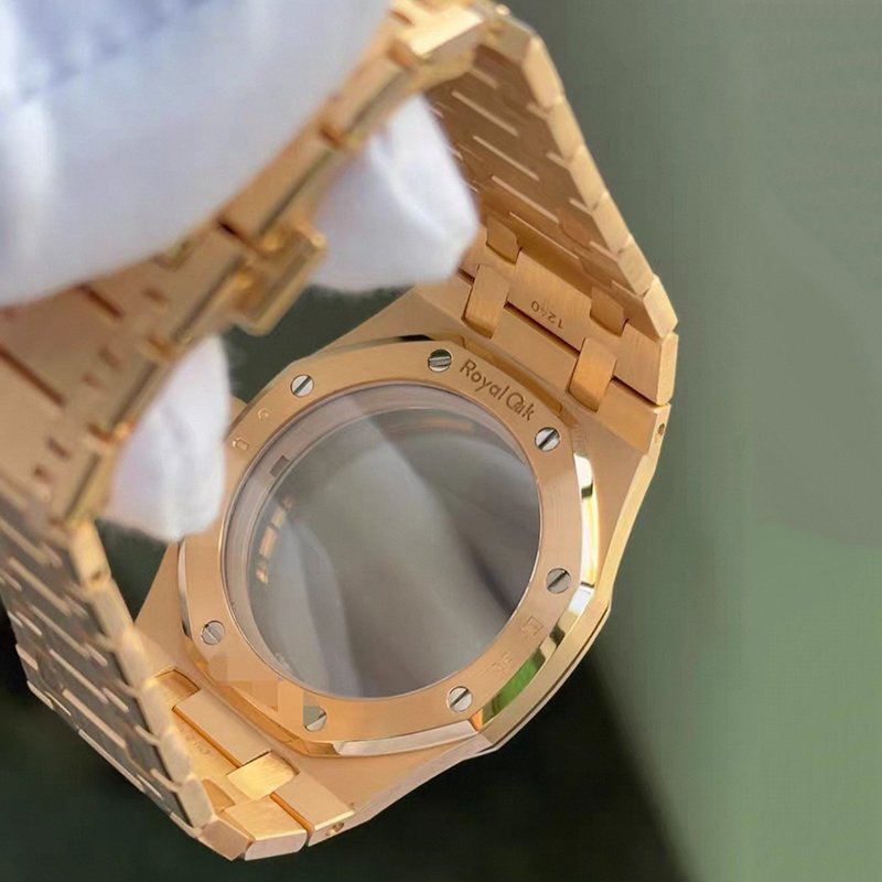 CNC Customized 18K Solid Rose Gold Watch Case and Bracelet For AP 15202or Fit Cal.2121 Movement Luxury Watch Parts CNC Customized 18K Solid Rose Gold Watch Case and Bracelet For AP 15202or Fit Cal.2121 Movement Luxury Watch Parts